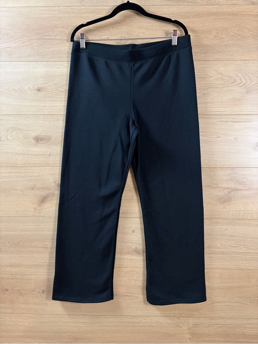 HANES Ecosmart Open leg Black Fleece Sweatpants Size Medium Lounge Gym Casual